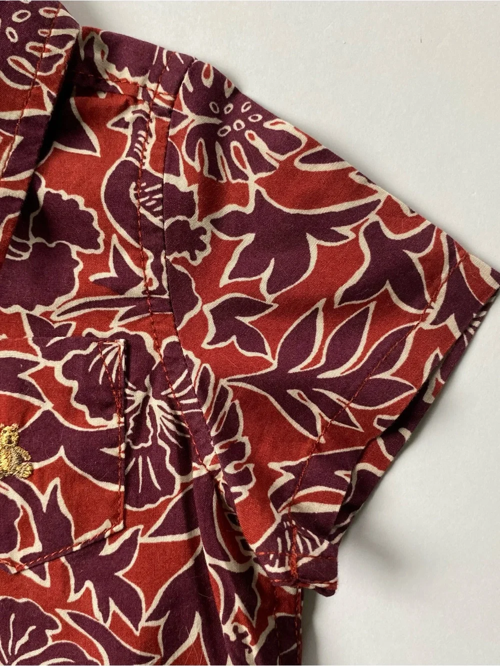 GAP Hawaiian Shirt Size 6 12 Months NWT One Piece Snap Top New Floral Red Orange